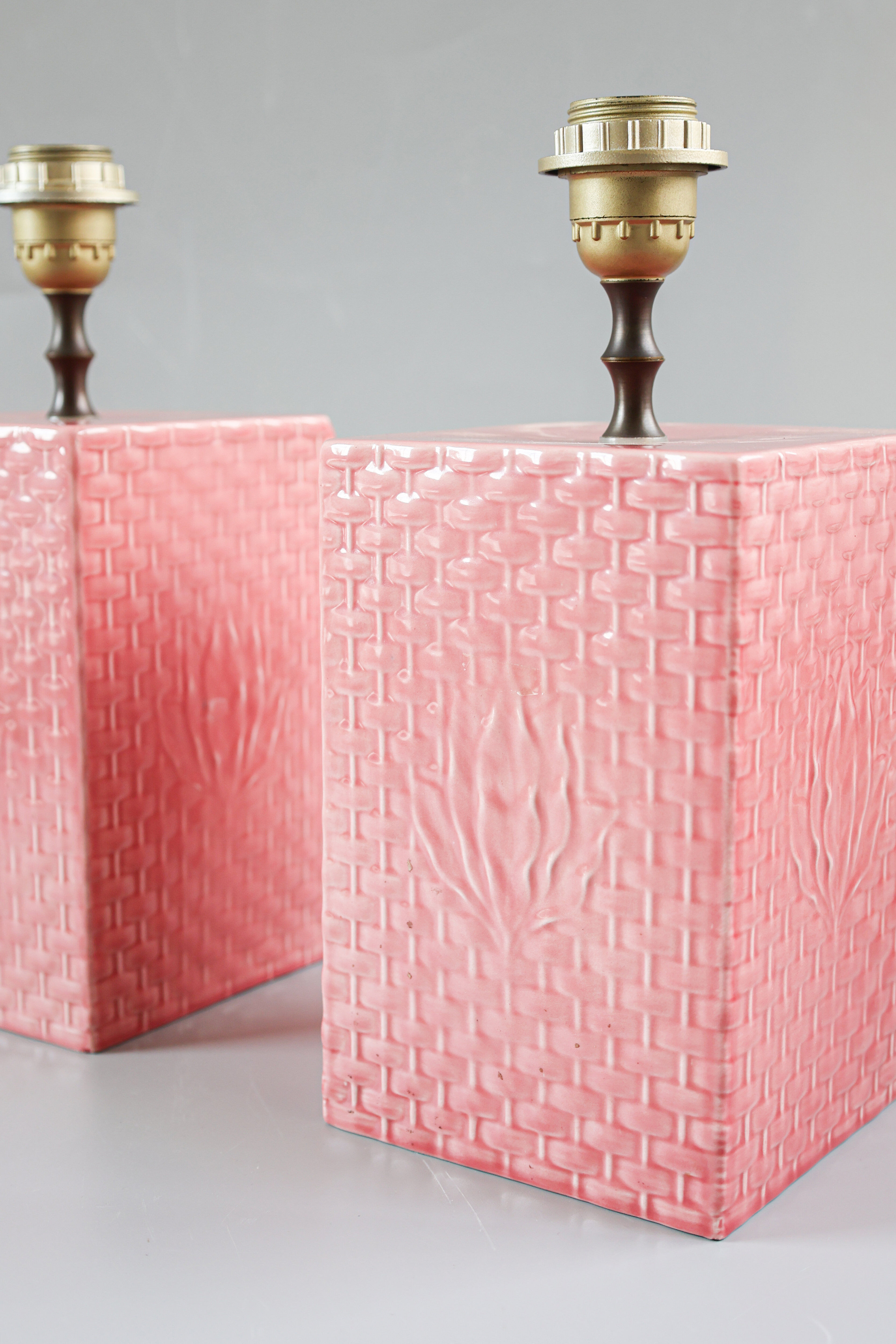Pink Italian table lamps, 1970s.