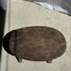 Small stool or small oval side table in solid teak wabi-sabi H24 53