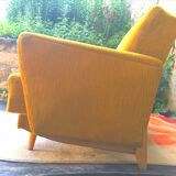 Convertible sofa in golden yellow velvet
