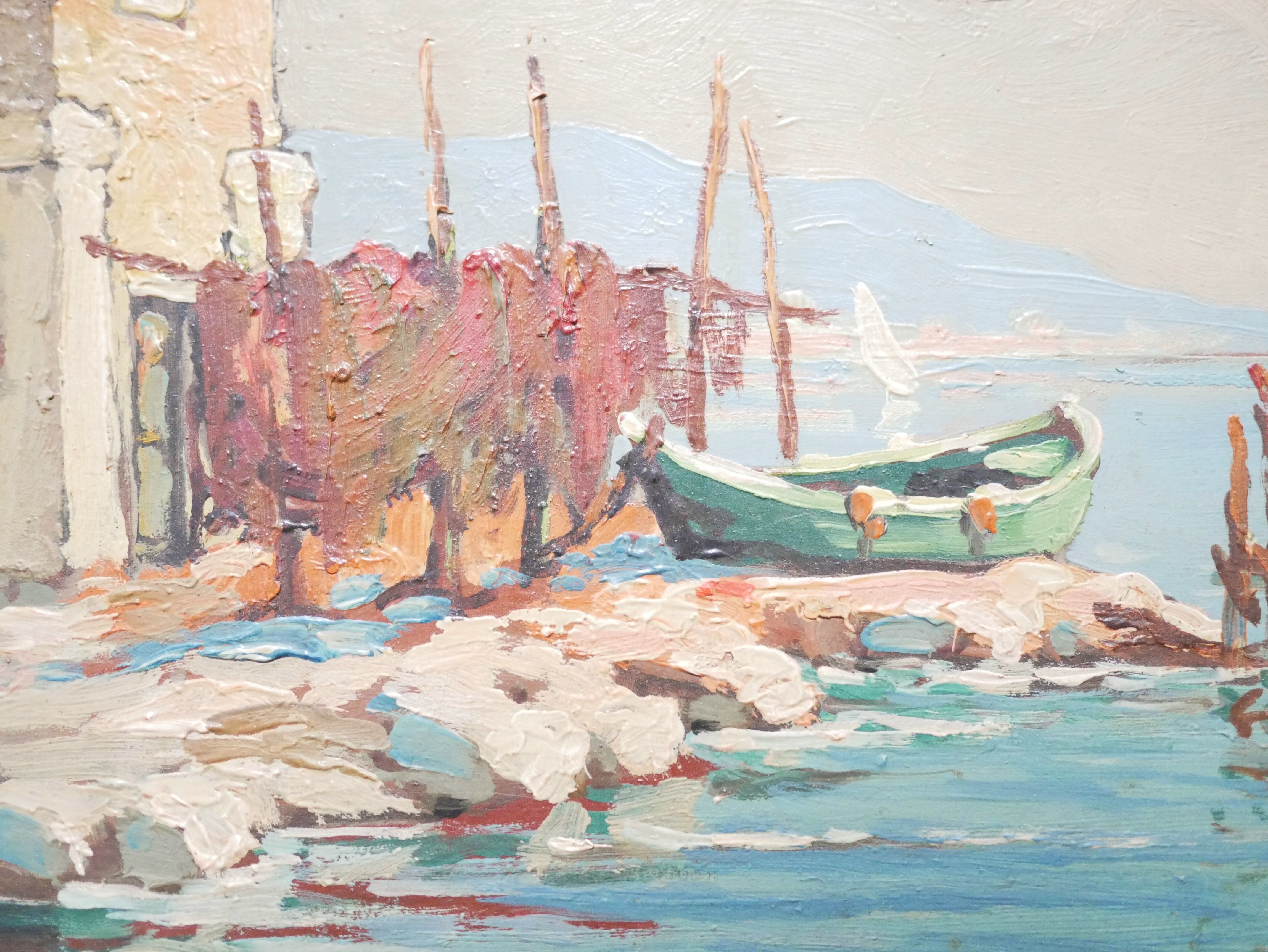 Old painting, oil on panel signed Roustin