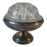 Pique flowers 12 holes glass on foot silver metal deco Art Deco style