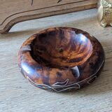 Artisanal ashtray in solid olive tree