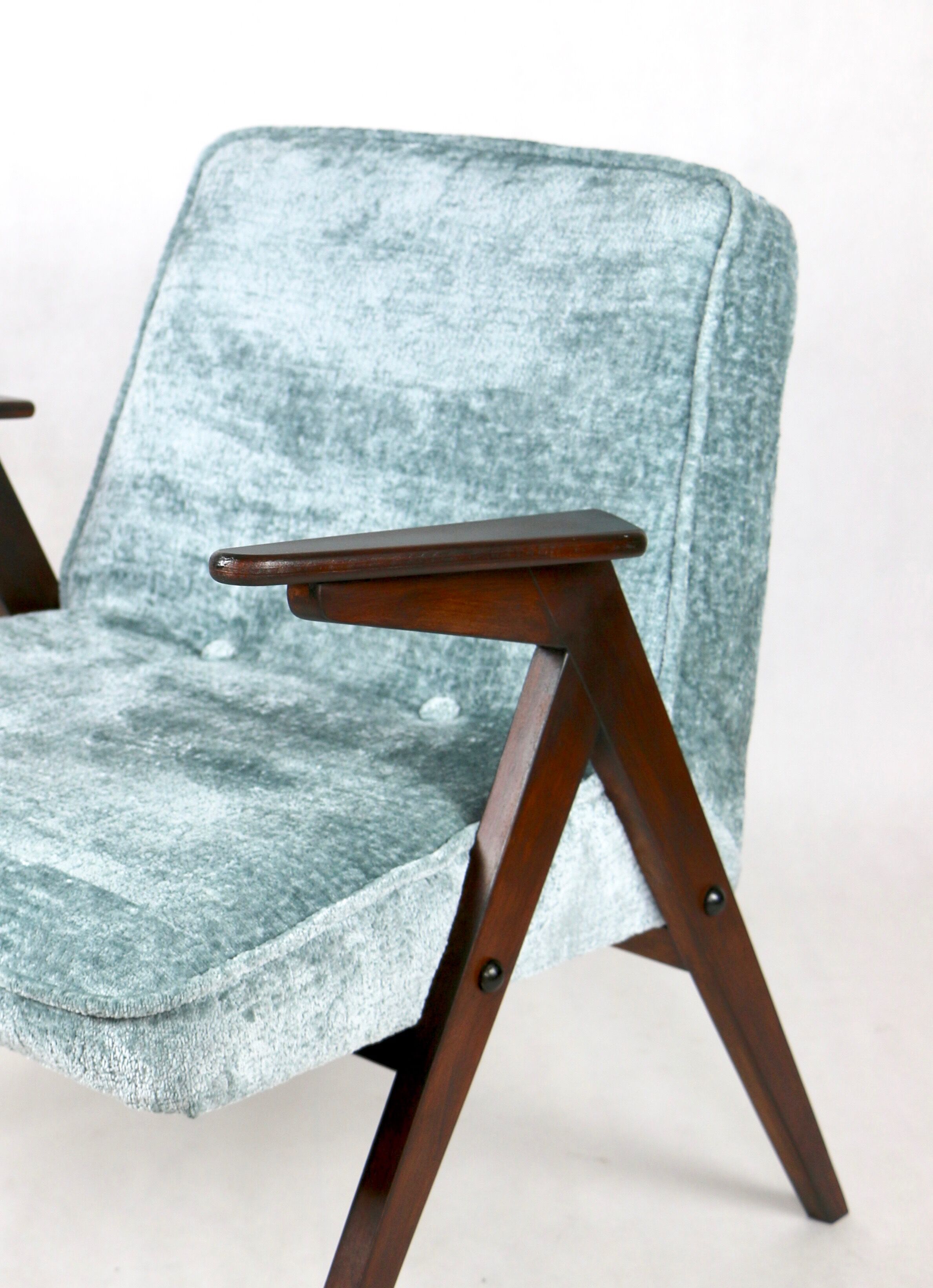 Light blue bunny armchair by józef chierowski, 1970s