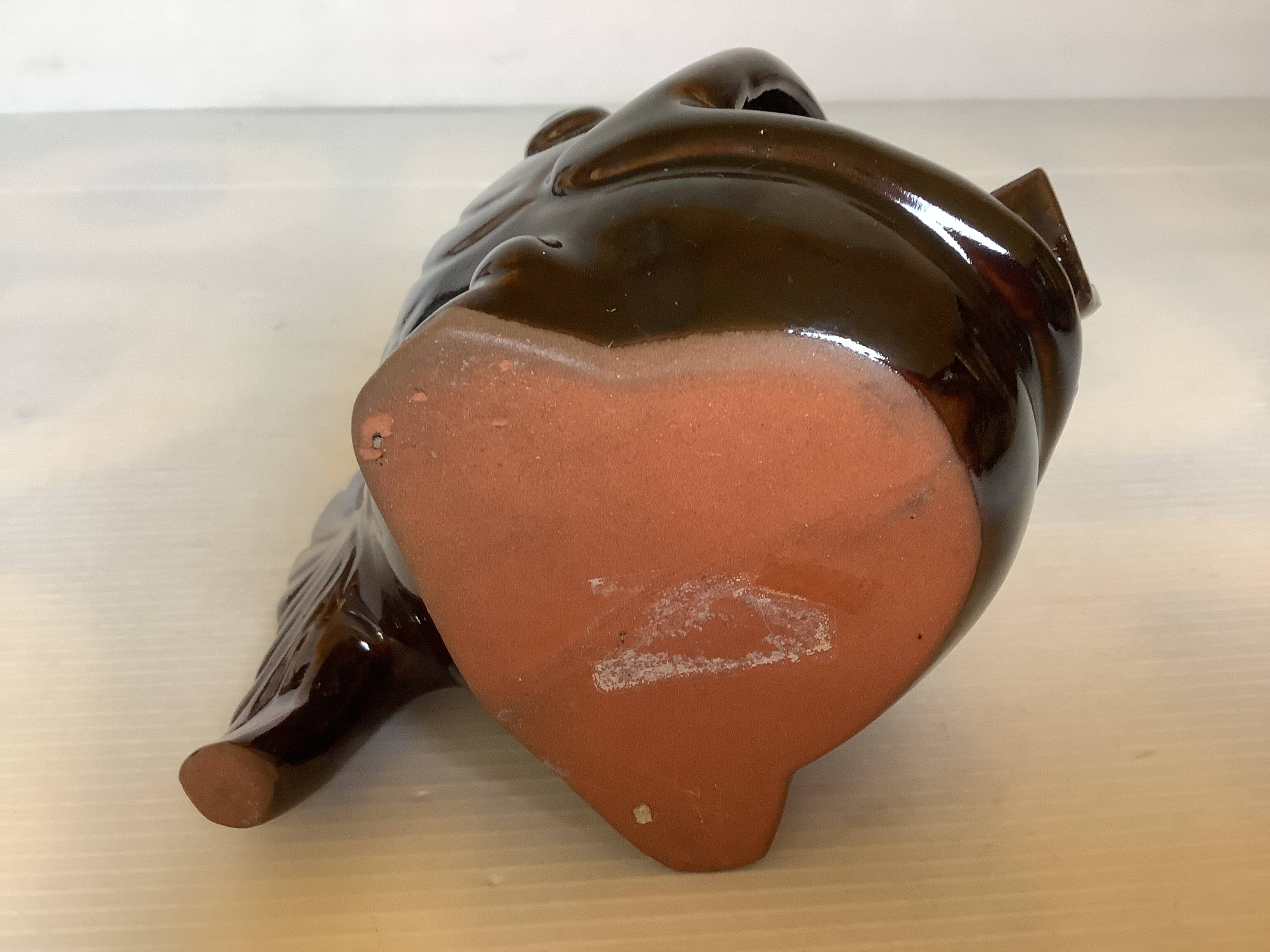 Brown ceramic fish ashtray