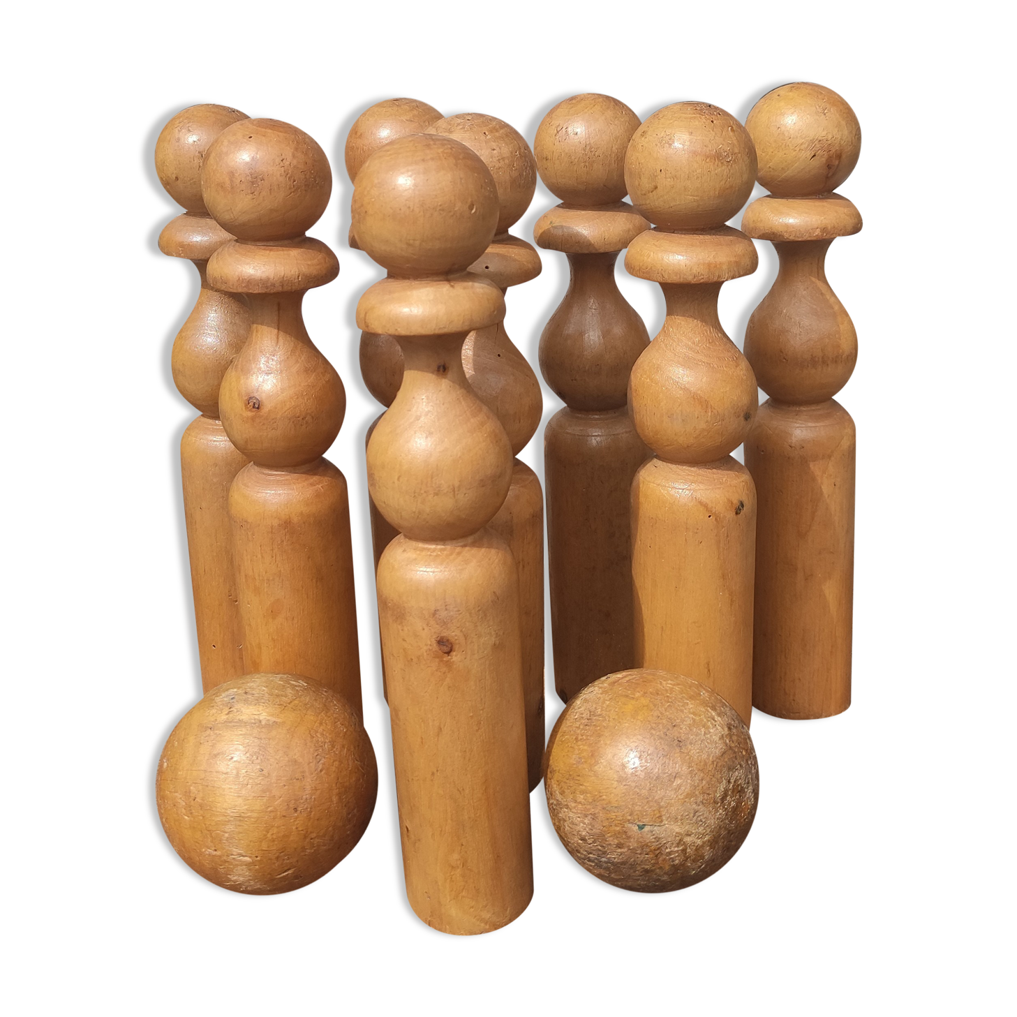 Old vintage wooden bowling game