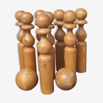 Old vintage wooden bowling game