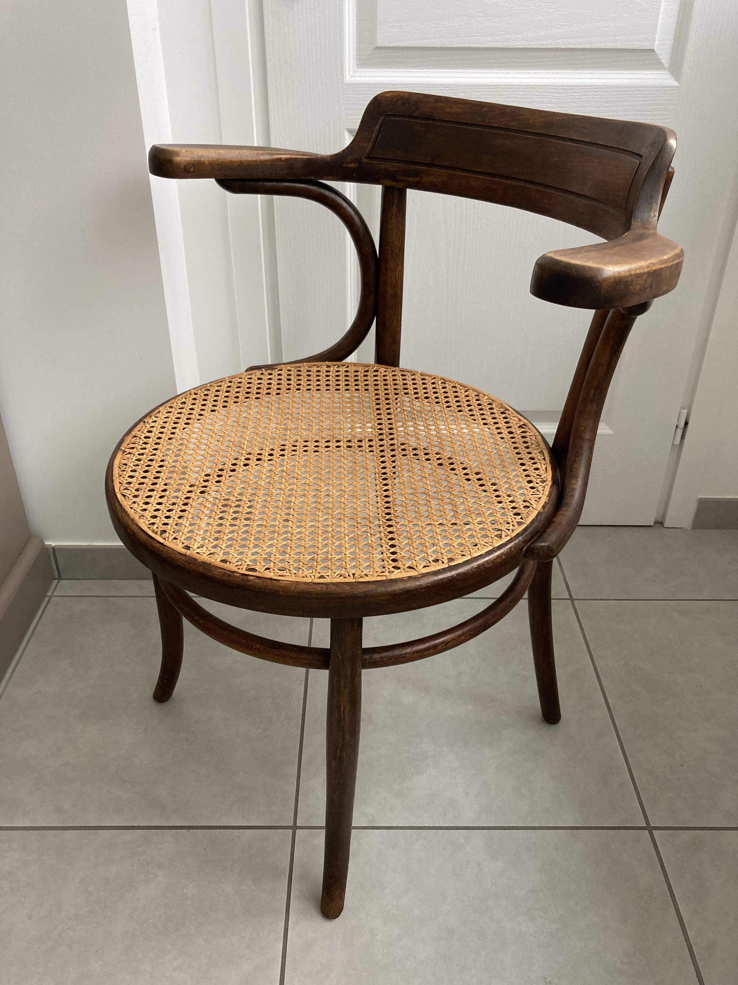 armchair signed Fischel wood turned early 20th century