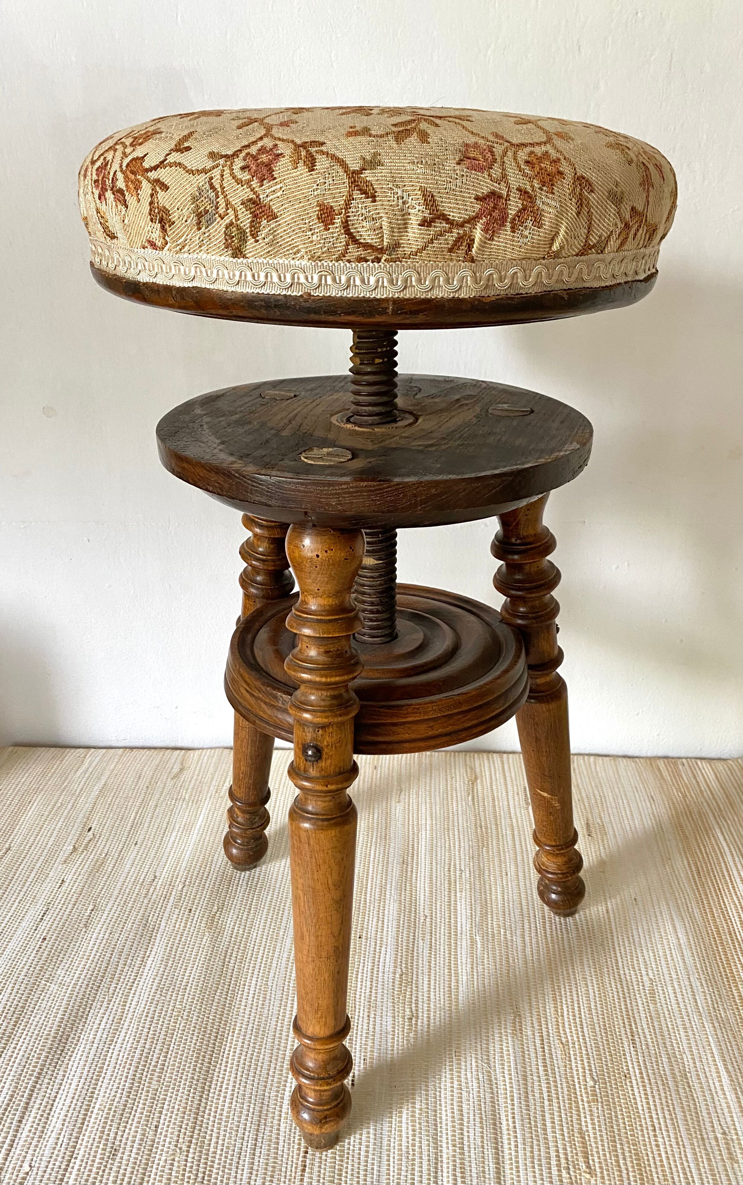 Antique screw piano stool