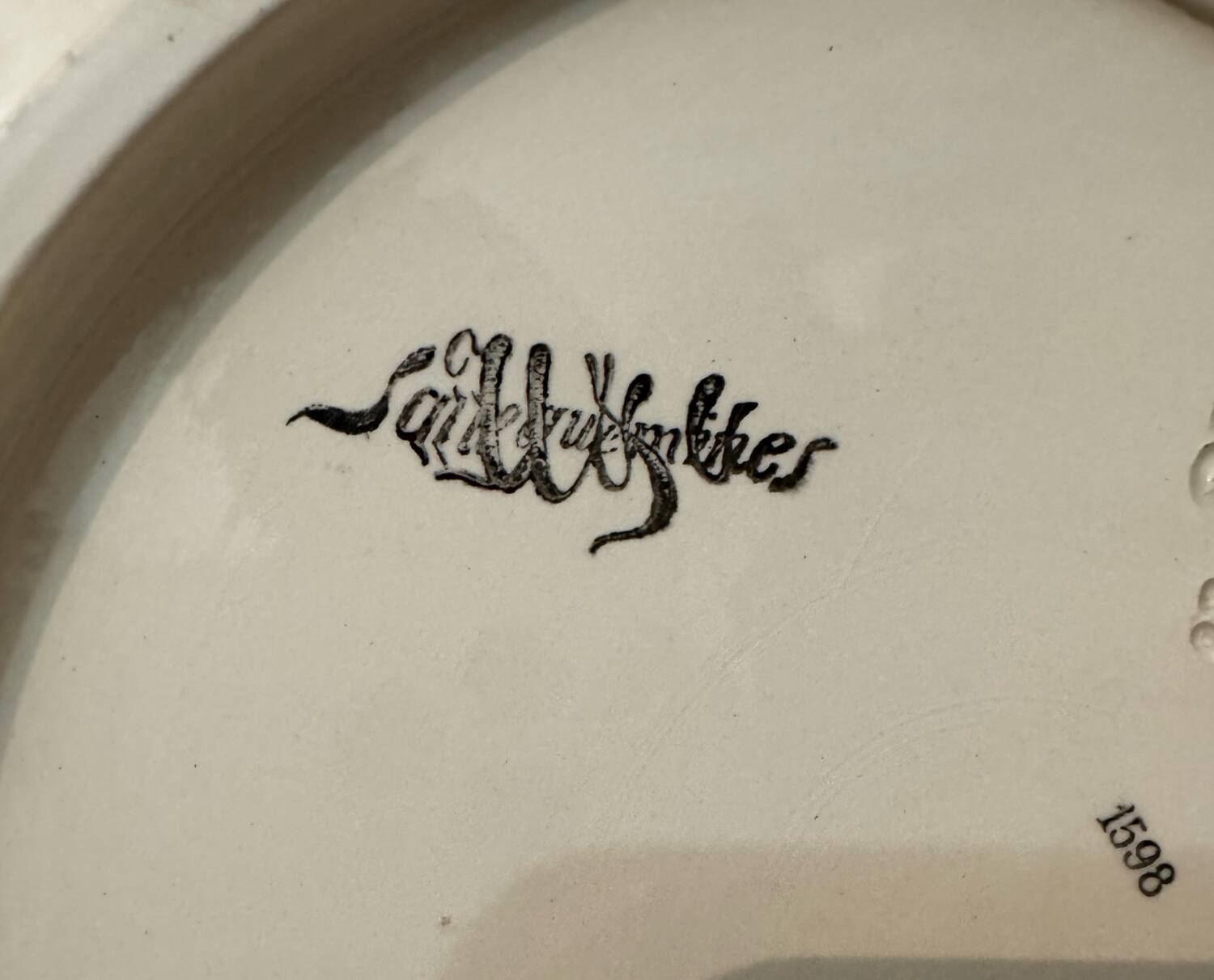 Large old Sarreguemines flowered dish