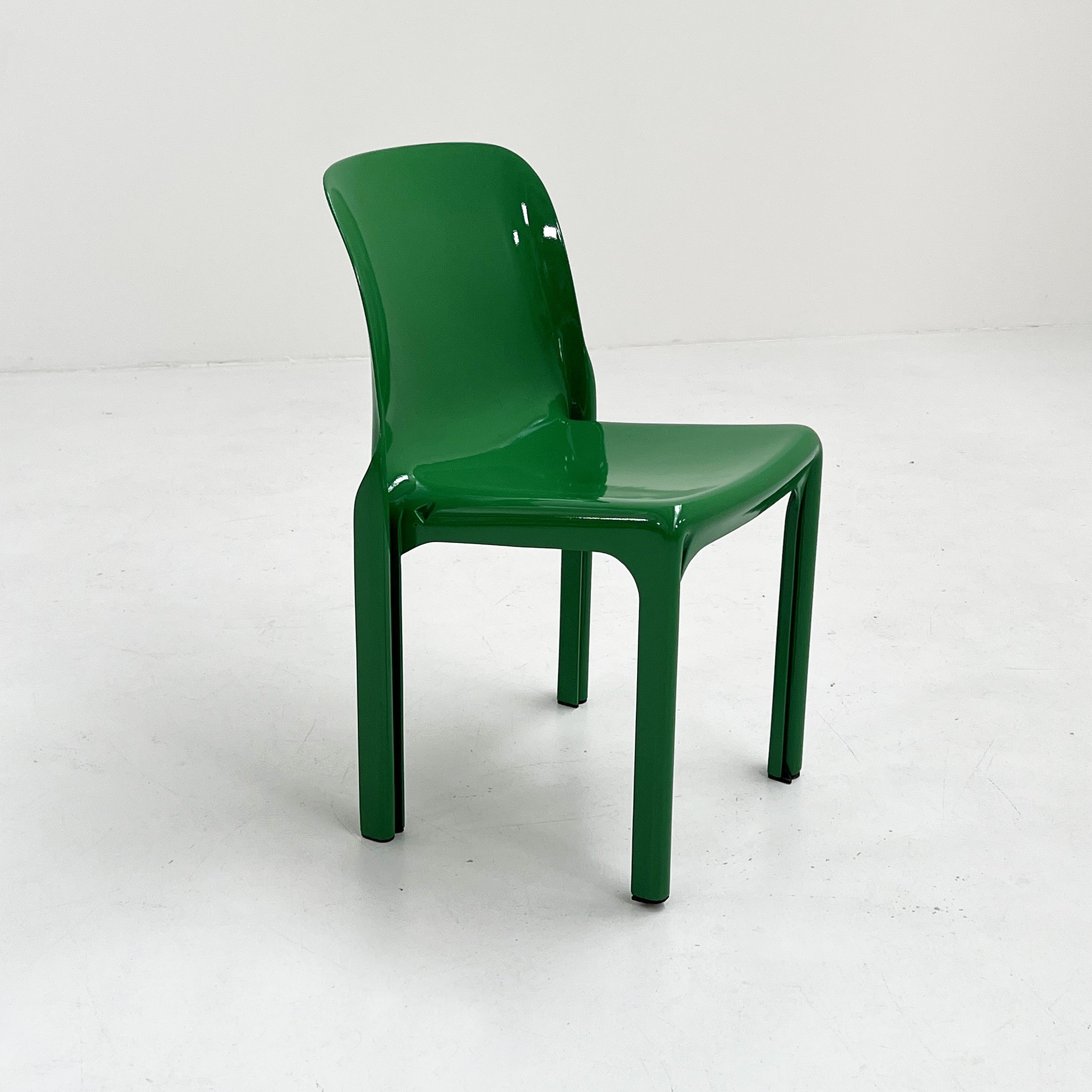Set of 4 Green Selene Chairs by vico magistretti for artemide, 1970