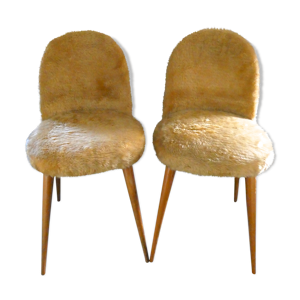 Paire de chaises moumoute