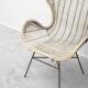 Vintage lounge armchair in rattan and metal, 1960s modernist design