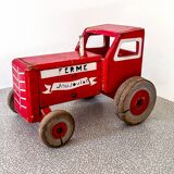 Large wooden tractor "La Ferme de Joujoulac", vintage toy.