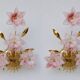 Ensemble de 2 appliques Murano fleurs roses, années 1970