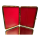 Porte-cartes en cuir noir intérieur rouge nécessaire à courrier de voyage 1950