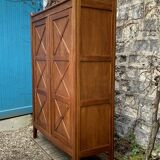 Vintage solid oak cross-braced wardrobe 1940