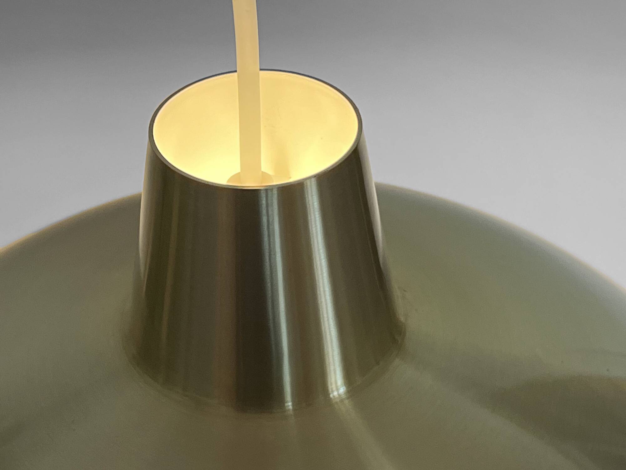 Golden aluminum pendant light by Lyfa. Denmark 1970s