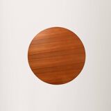 Round Scandinavian teak table with metal base