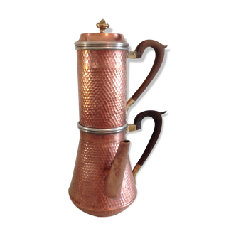 Ancienne cafetiere bi-métal cuivre et argent pur