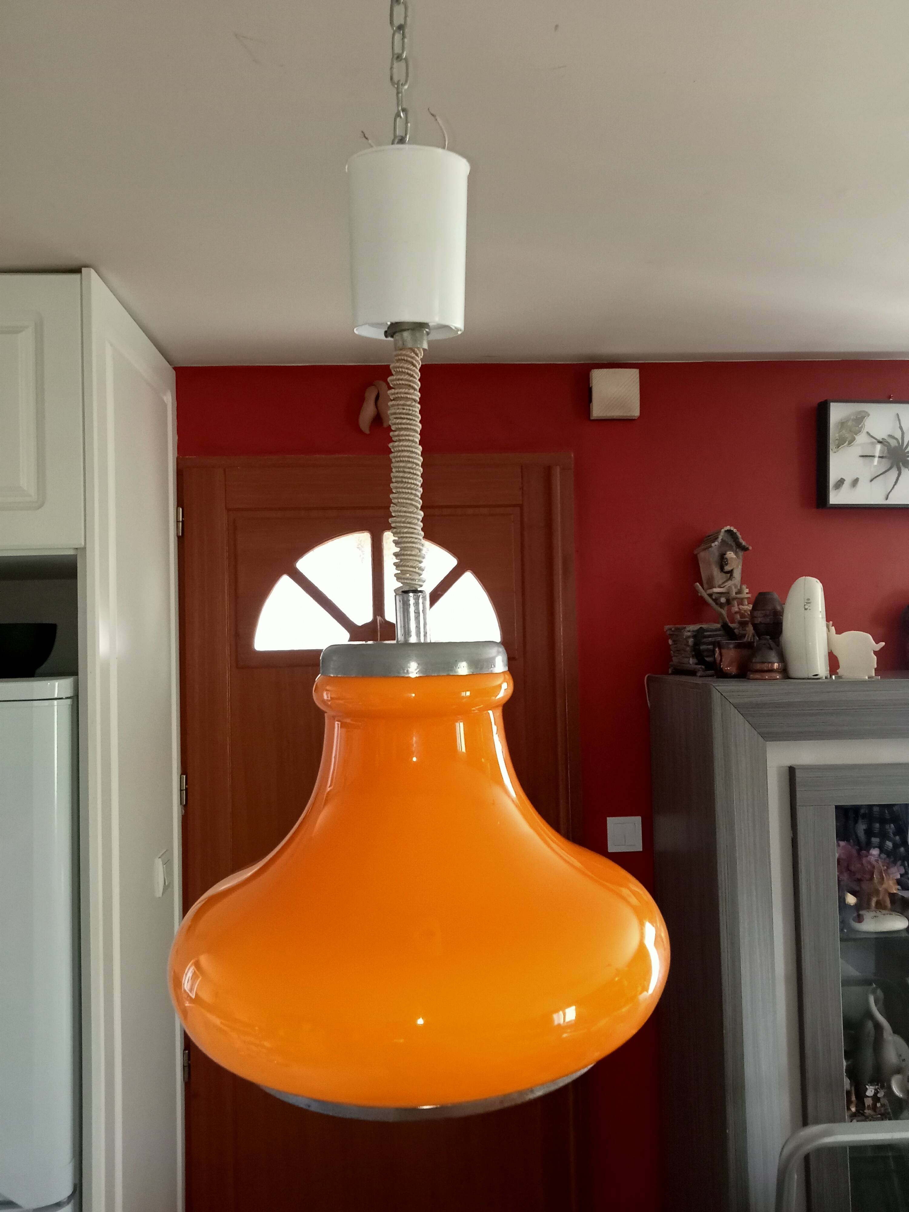 VINTAGE SUSPENSION MONTE ET DESCENDS / ORANGE GLOBE / 70s/80s