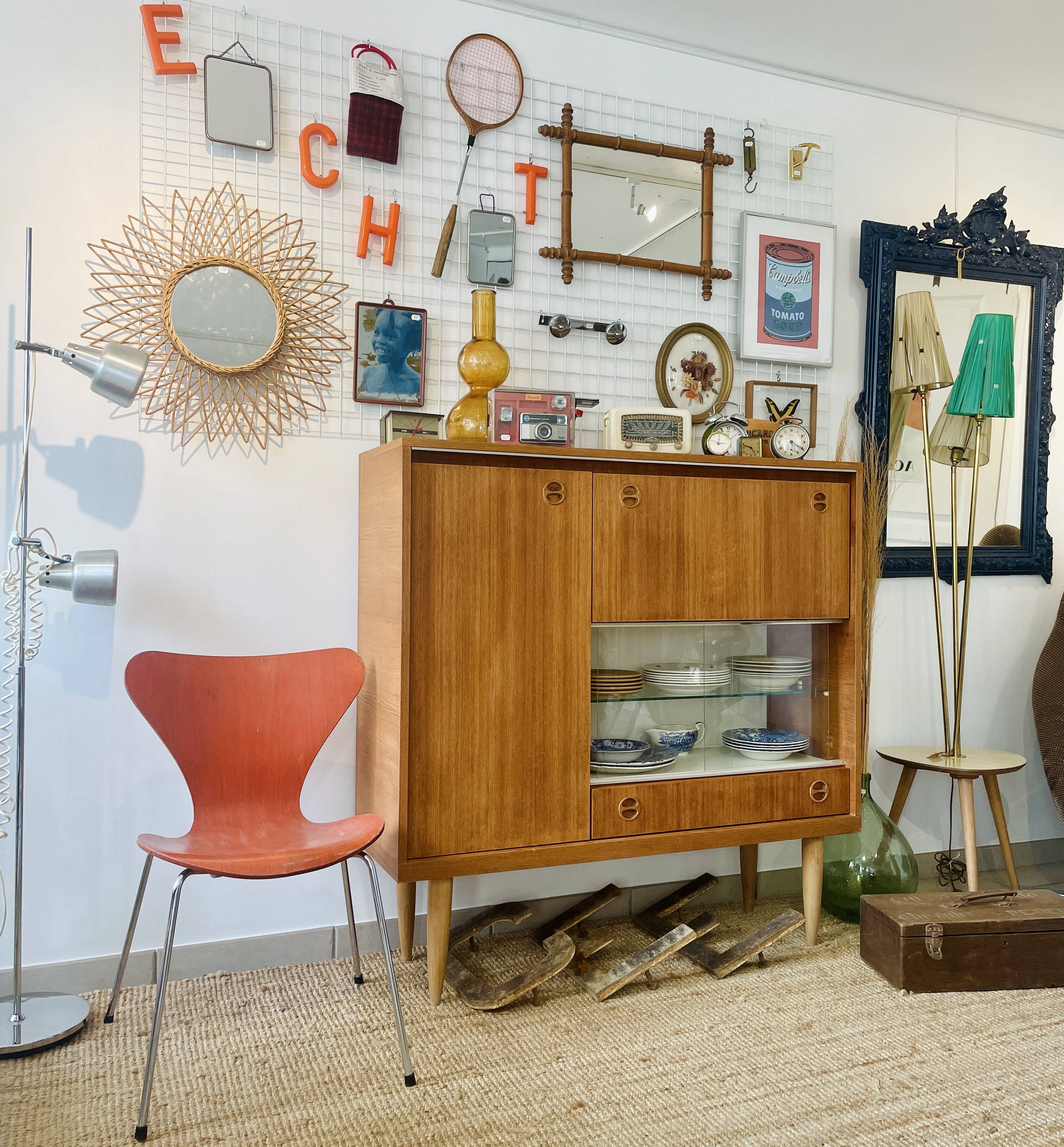 Vintage teak high sideboard