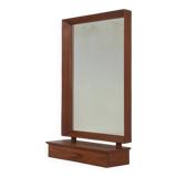 Danish wall mirror with rim and drawer in teak, 1960s