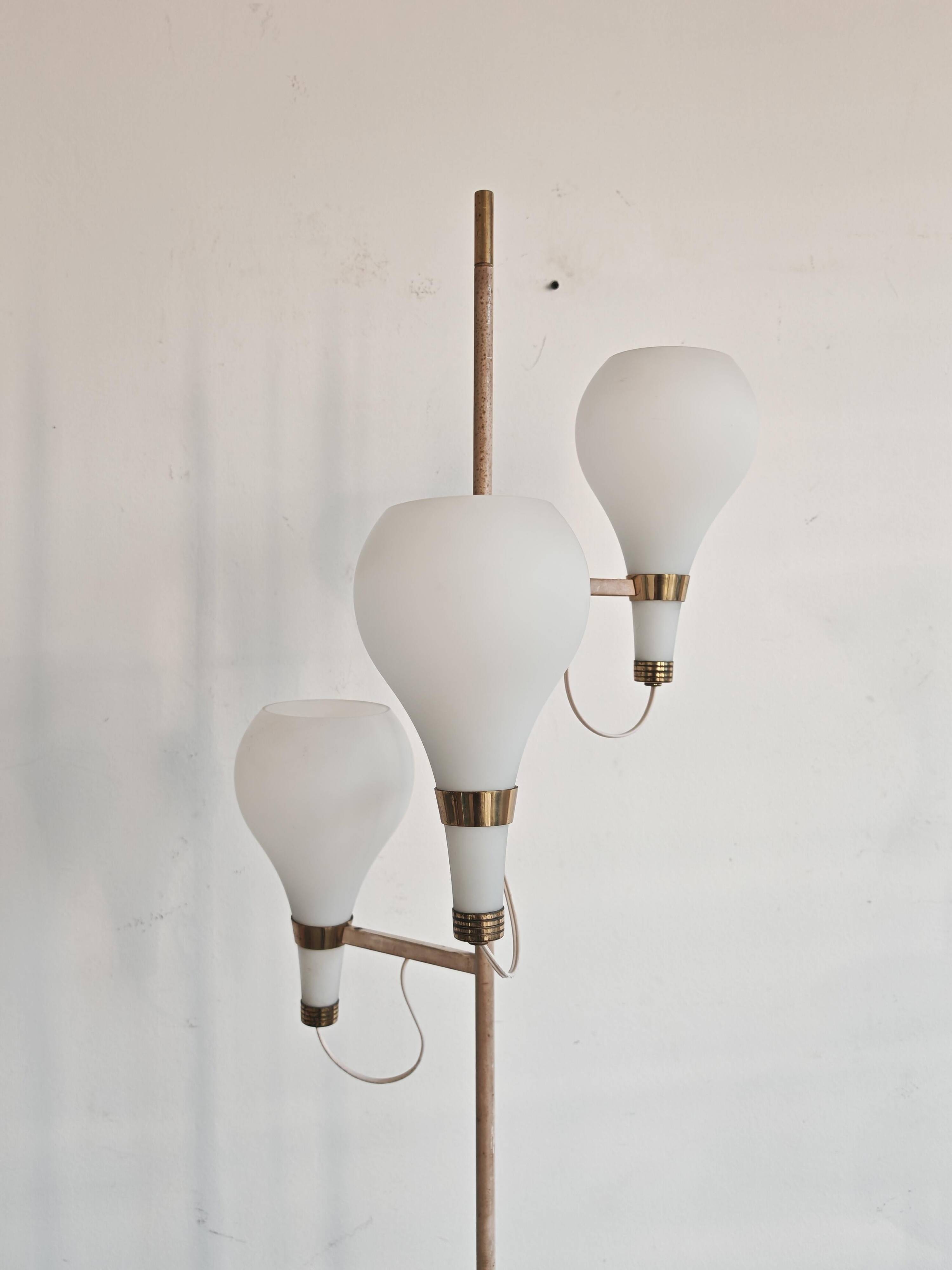 Lampe sur pied 3 bras Mid Century Modern Stilnovo 1950