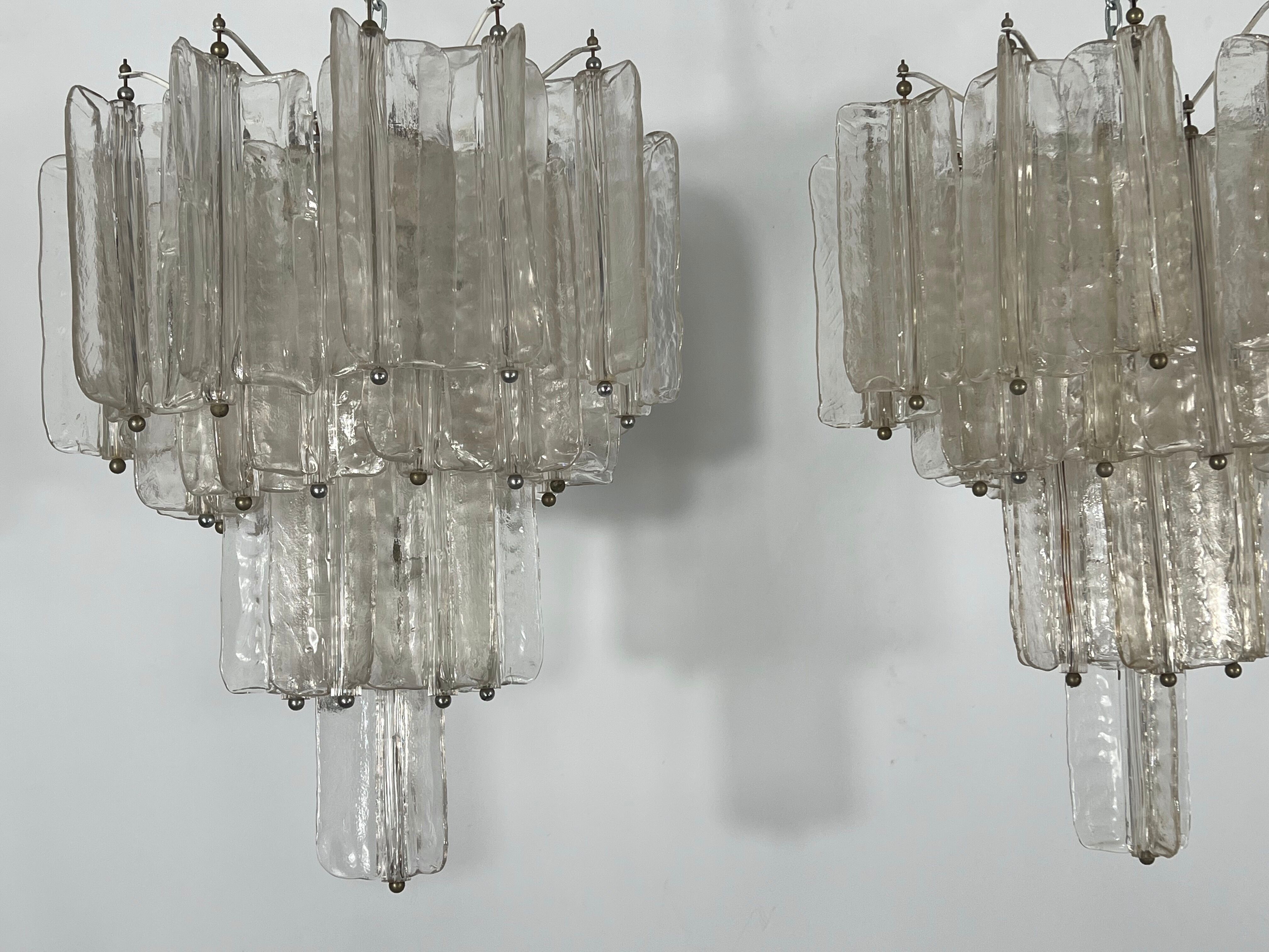 Pair of Murano glass chandeliers by Toni Zuccheri for Venini