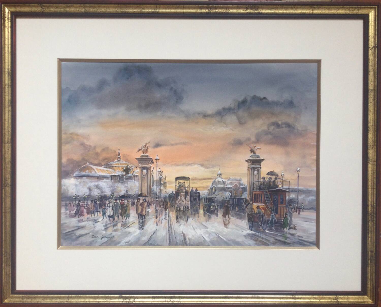 Léon godinnet, 1925-1989. the alexandre iii bridge. gouache and watercolour.