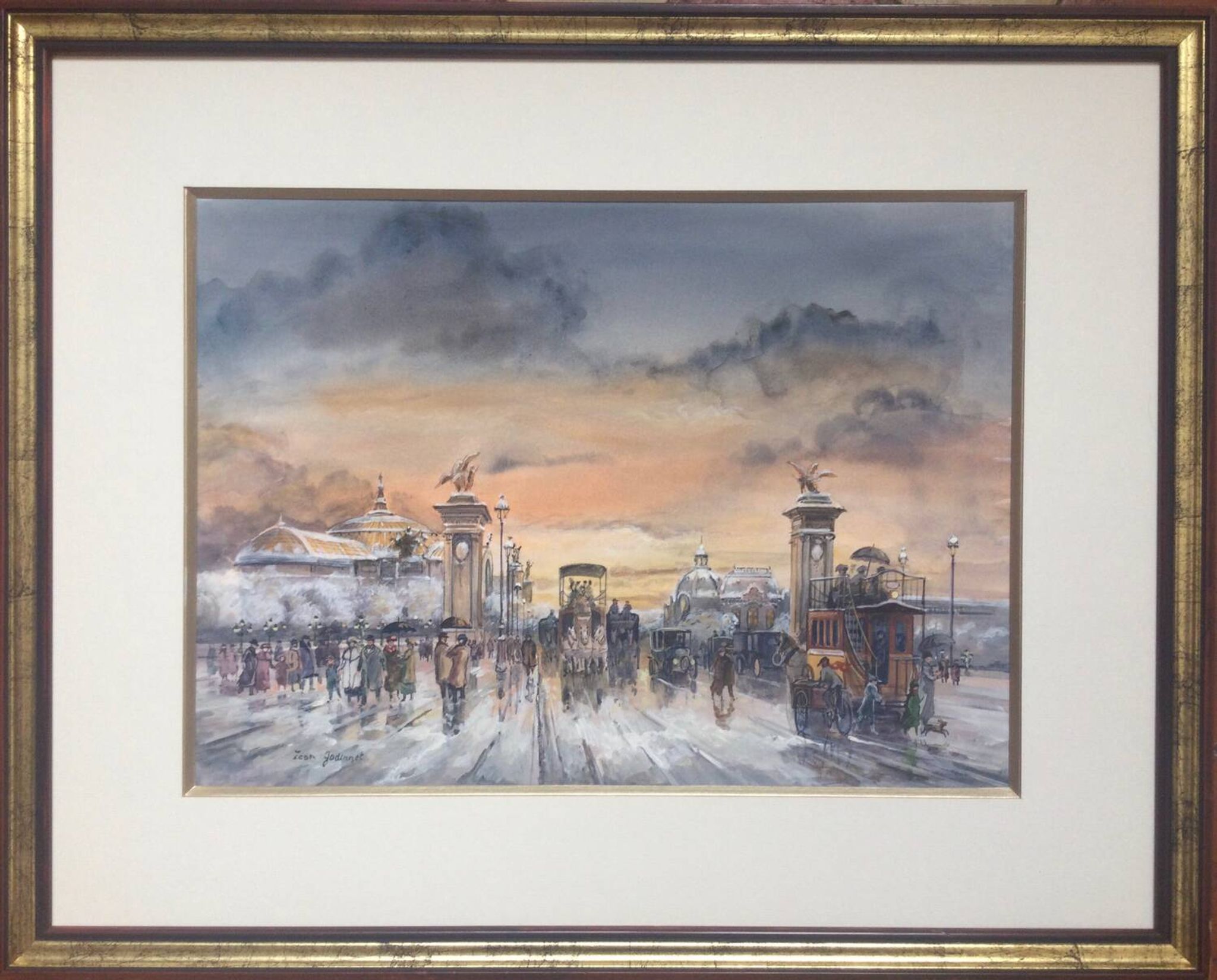 Léon godinnet, 1925-1989. the alexandre iii bridge. gouache and watercolour.