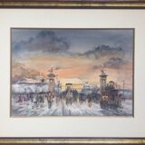 Léon godinnet, 1925-1989. the alexandre iii bridge. gouache and watercolour.