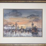 Léon godinnet, 1925-1989. the alexandre iii bridge. gouache and watercolour.