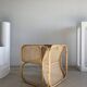 Amsterdam rattan armchair with U-shaped armrest, squared canework