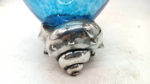 Large glass bowl RCR Colle - snail base in silver 925 by Carapelli & Miniati