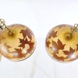 Italian design hanging lamps resin and leaves, 1970s 1980s
