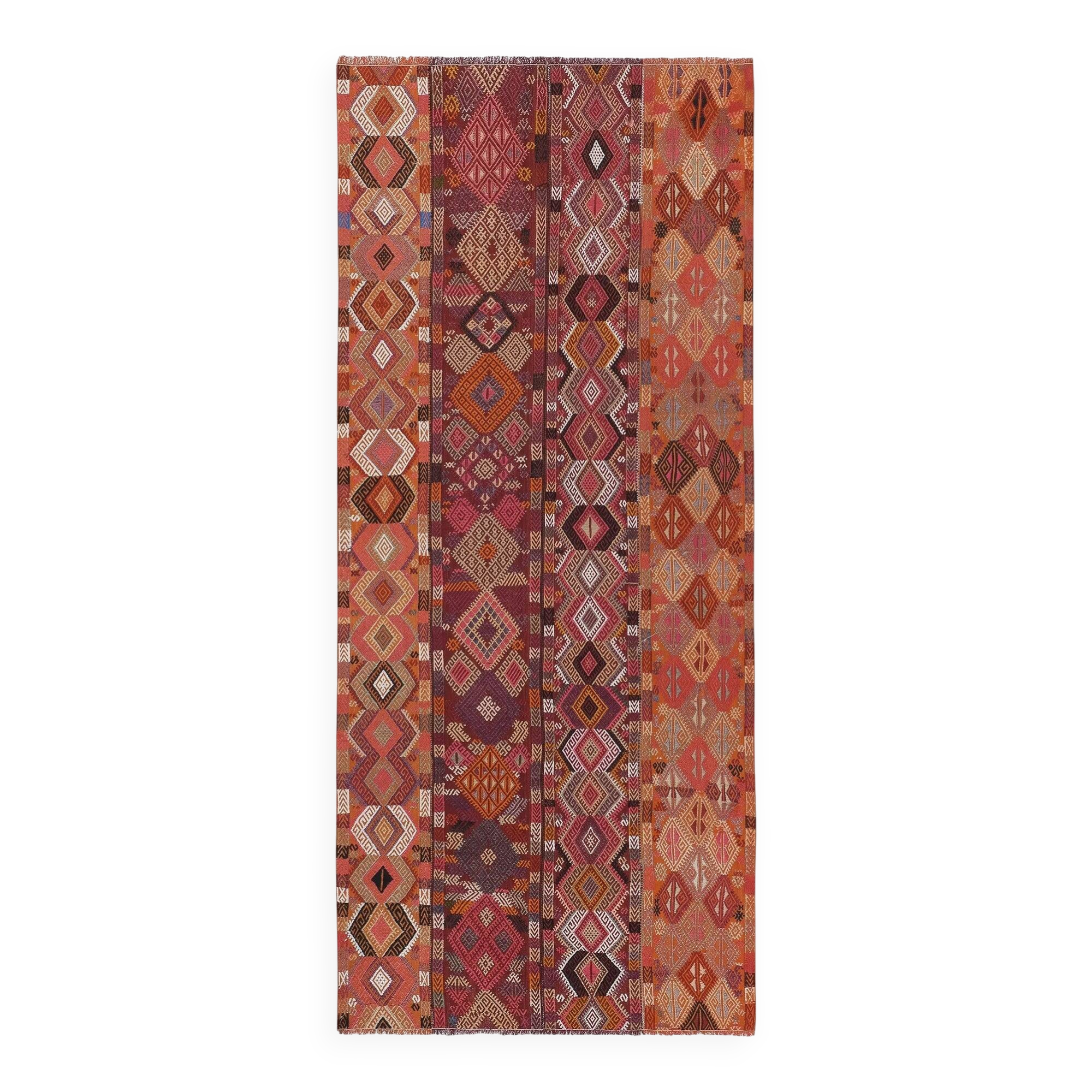 Vintage Turkish kilim, handwoven, 137x316 cm.