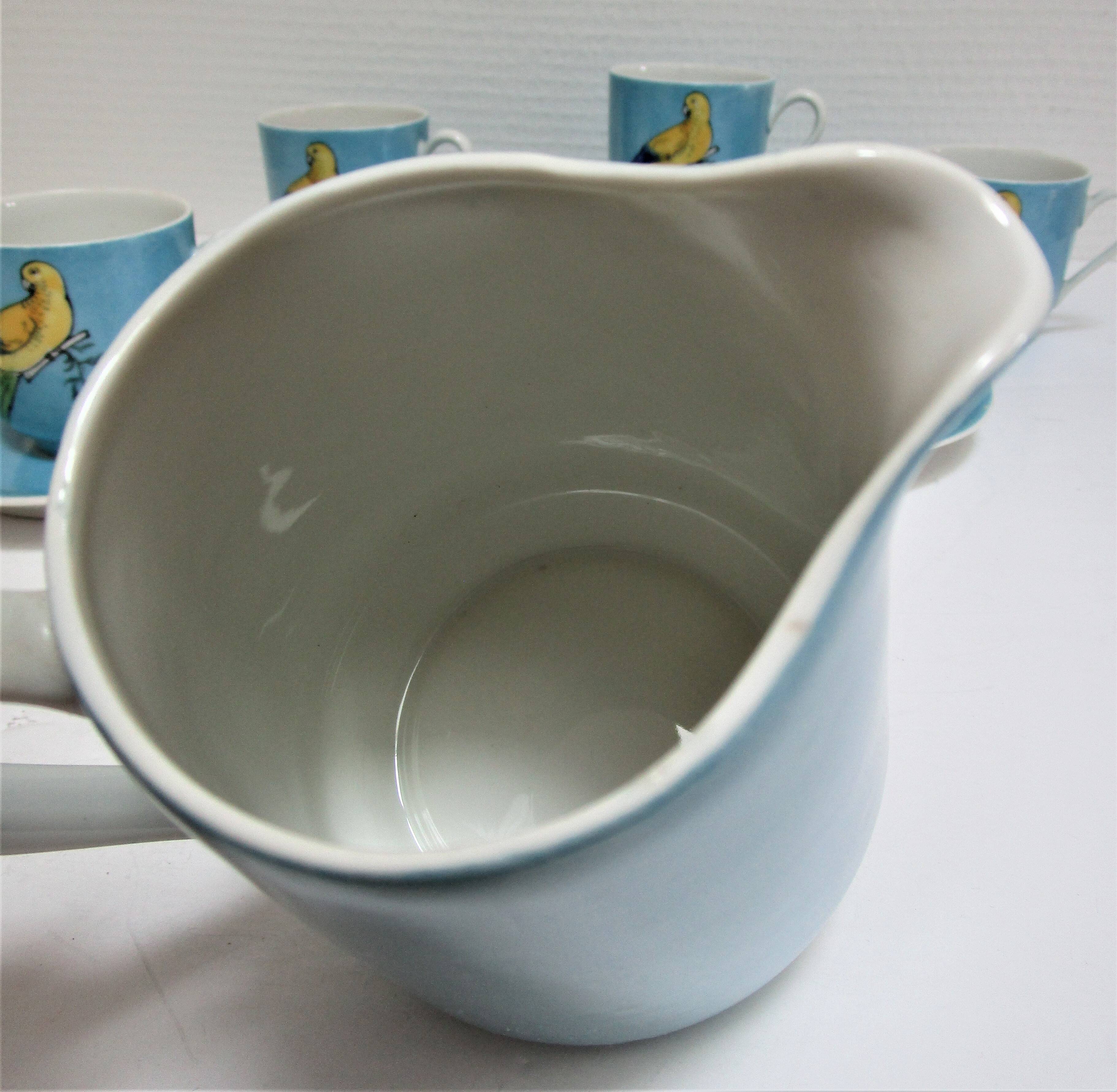 Limoges porcelain parakeet decor coffee service