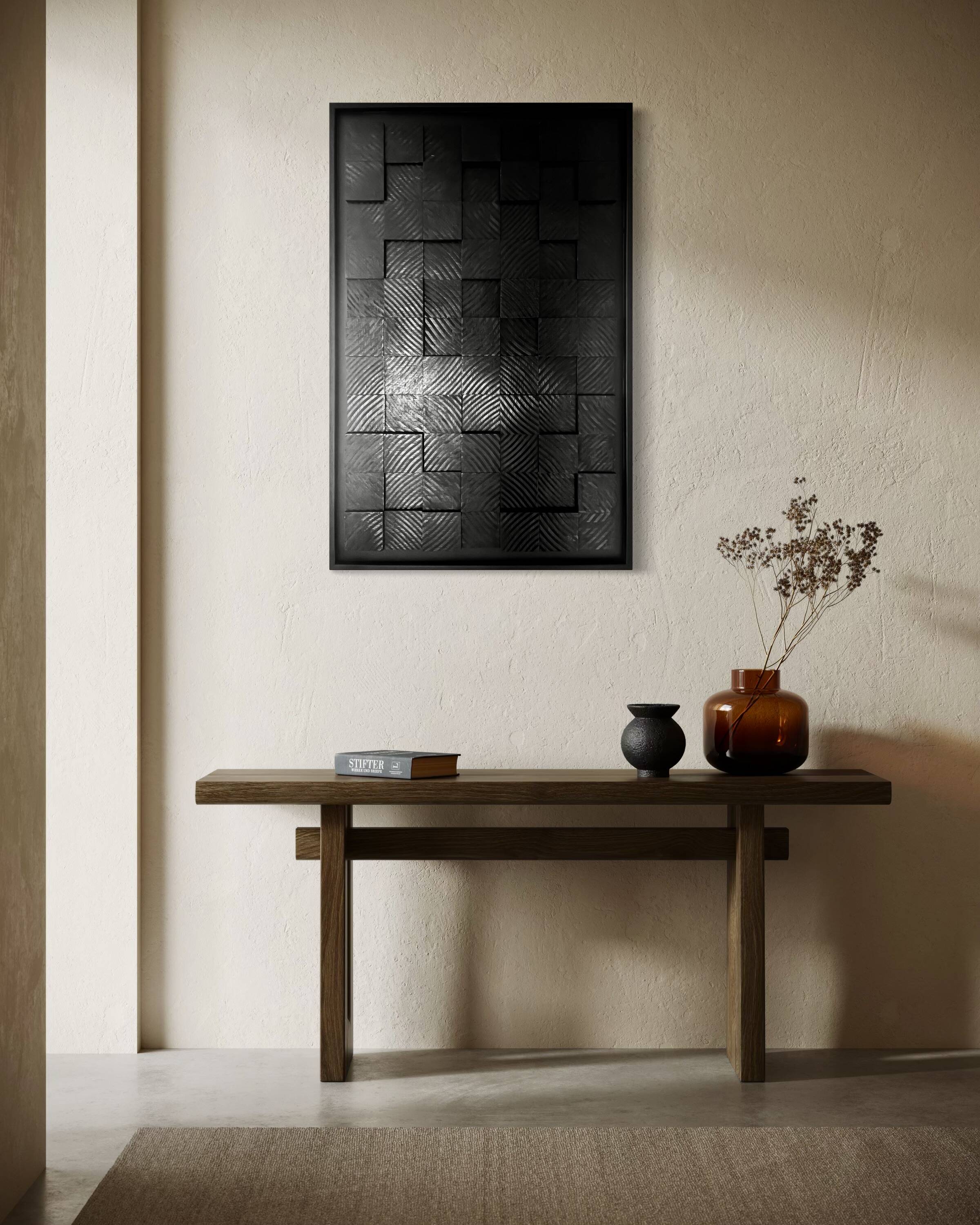 Table "Dark Matter" straw marquetry