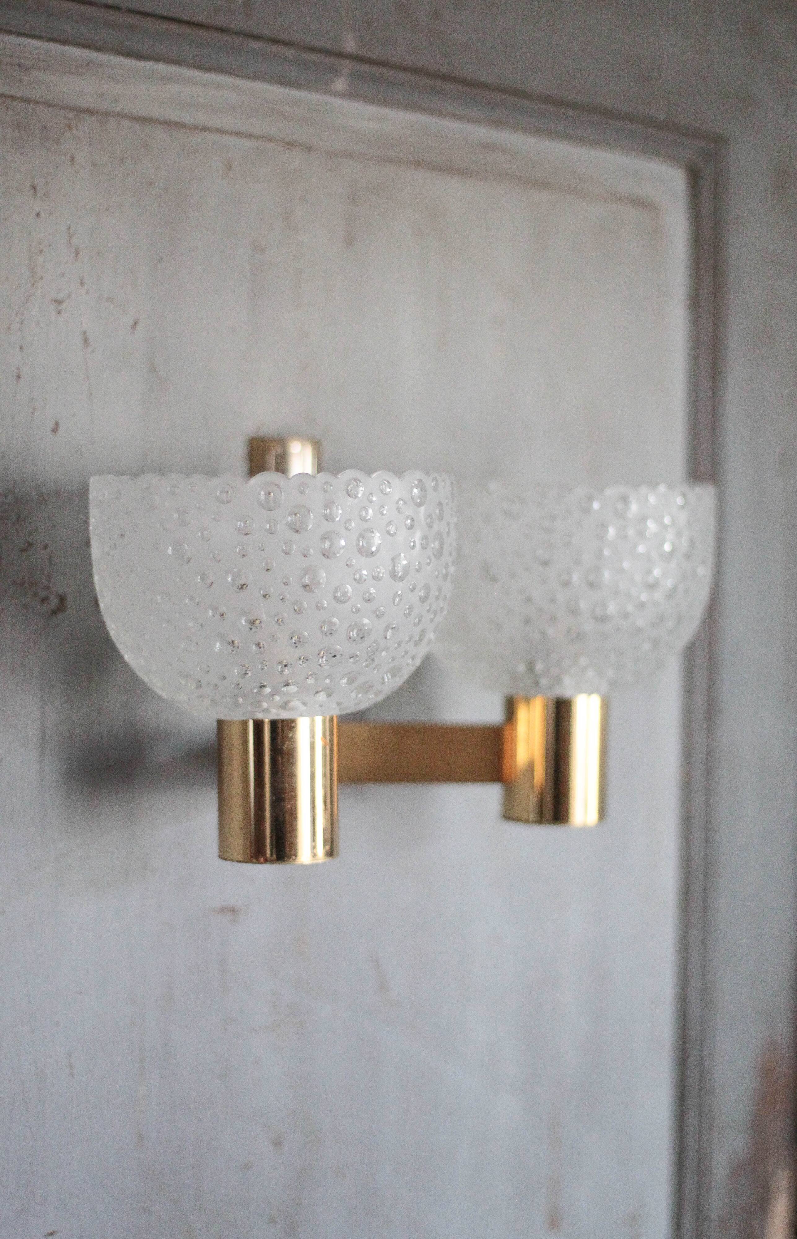 vintage wall light, golden metal and bubbled glass wall sconce, lighting, decor