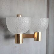 vintage wall light, golden metal and bubbled glass wall sconce, lighting, decor