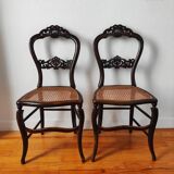 Pair of old Napoleon III chairs, new canework