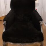 Neo-baroque black velvet club armchair