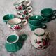 Set of small vintage, flowery and green bowls