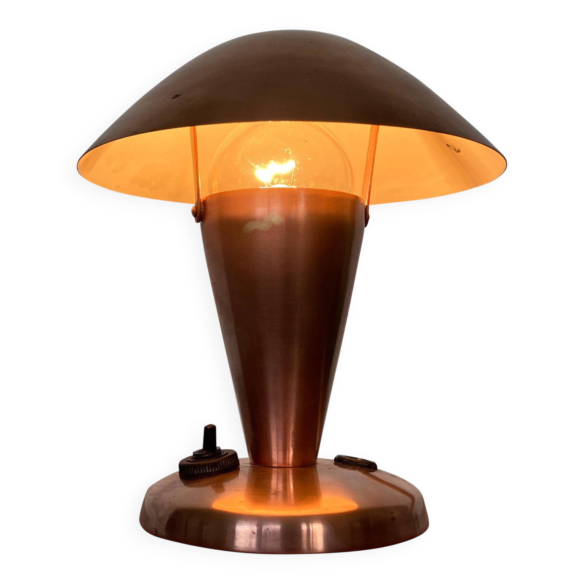 Petite lampe de table en laiton de style Bauhaus, Tchécoslovaquie, années 1940.