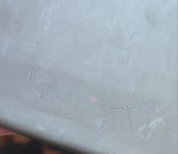 Grand plat coupe (signé)en grès d'atelier français années 60-70.