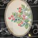Oval Art Deco plate in earthenware and pierced metal with cherries