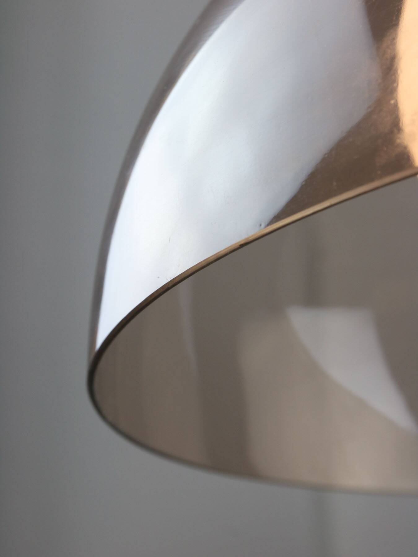 Space-age Italian Brass, Opaline and Plexiglass Pendant Lamp