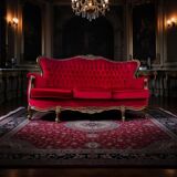 Vintage fuchsia baroque canapé / three-seater / sofa