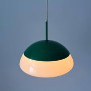 Suspended lamp in green metal and opal glass, 1960s, Germany