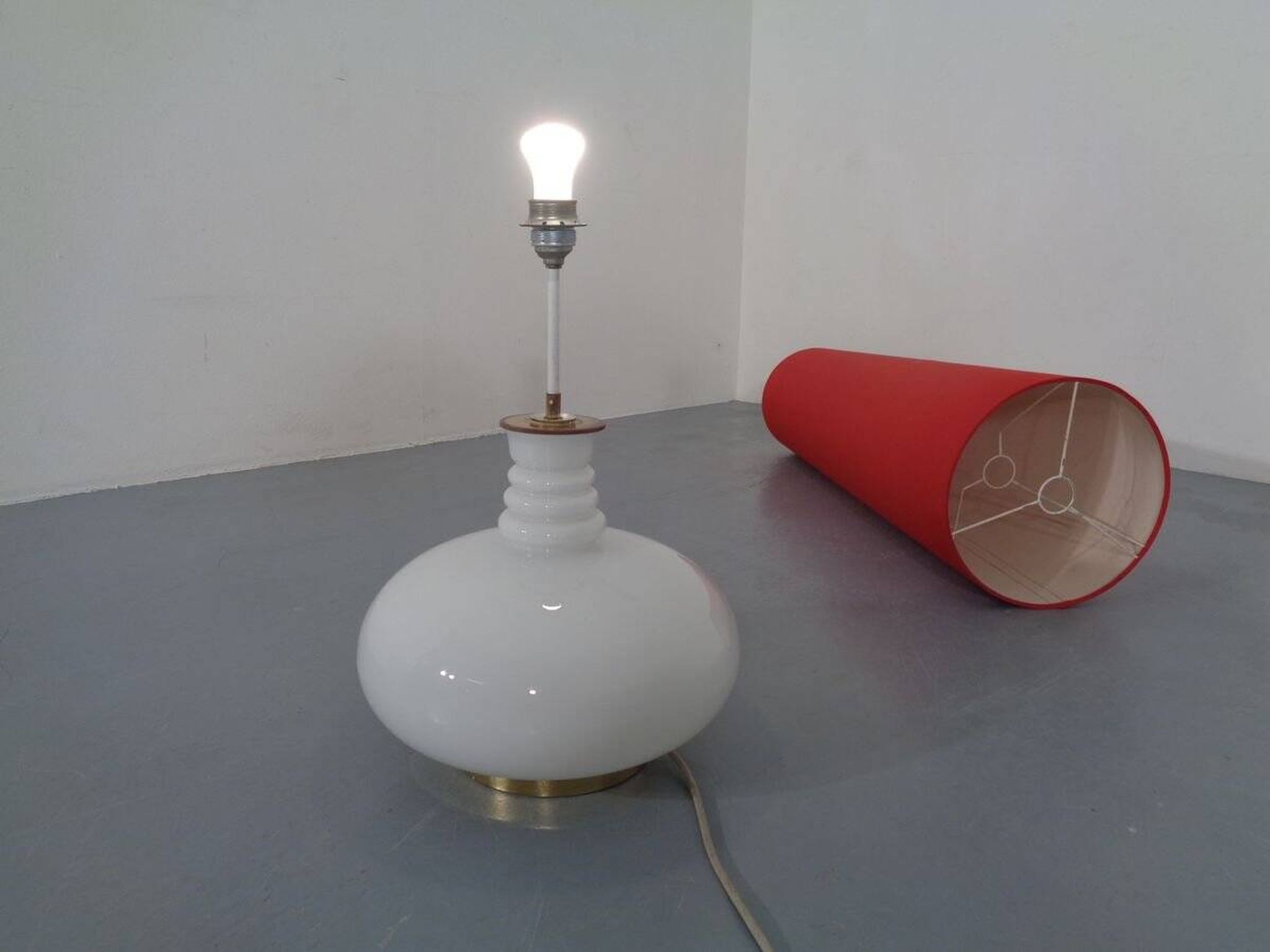 Floor lamp with illuminated glass stand from Doria Leuchten, 1960s.